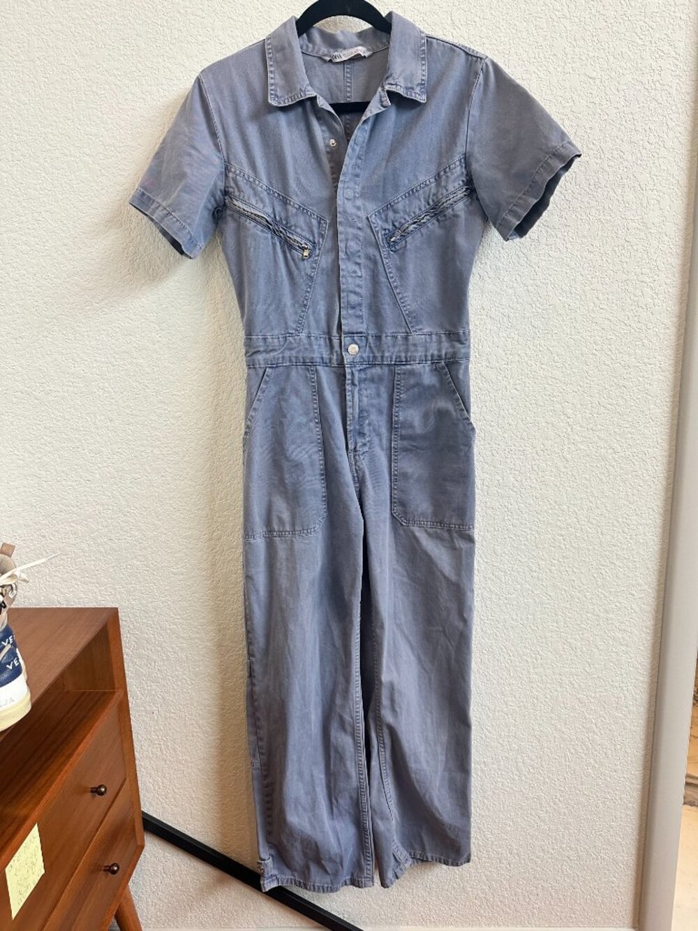 Zara, Pants Jumpsuit, Workwear, Small, Lightblue - Picture 3 of 9
